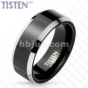 Black IP with Beveled Side Tisten Band Ring