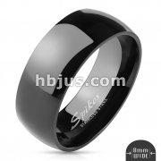 Assorted Sizes of 316L Stainless Steel Glossy Mirror Polished Black IP Dome Band Ring
