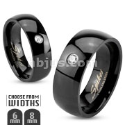 Single CZ Classic Black IP Stainless Steel Band Ring