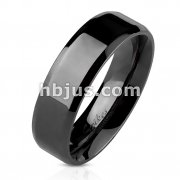 Beveled Edge Flat Band Black IP Over Stainless Steel Ring