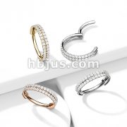 High Quality Precision All 316L Hinged Segment Hoop Ring with Double Line Paved CZ