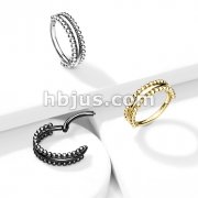 High Quality Precision All 316L Surgical Steel Hinged Segment Hoop Rings with Double-Sided Milgrain Beads