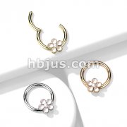 High Quality Precision All 316L Surgical Steel Hinged Segment Ring with Enamel Flower