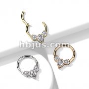 High Quality Precision All 316L Surgical Steel Hinged Segment with Pear CZ between 2 Round CZ