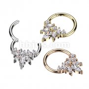 High Quality Precision 316L Surgical Steel Hinged Segment Ring With Marquise CZ Flower 