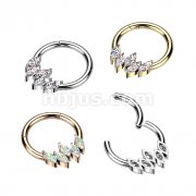 High Quality Precision 316L Surgical Steel Hinged 5 Marquise CZ Segment Ring