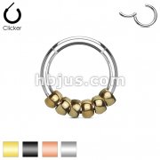 316L Surgical Steel Hinged Segment Hoop  Rings with Steel beads