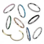 High Quality Precision All 316L Surgical Steel Hinged Segment Hoop Rings with CNC Set CZ Paved