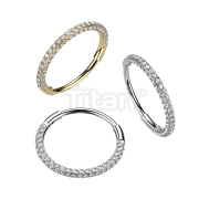 Implant Grade Titanium Hinged Segment 20G Nose Ring With 3 Pave CZ Sides