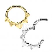 Implant Grade Titanium Hinged Segment Hoop Ring With 5 Front Facing 3D Hearts