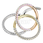 Implant Grade Titanium Hinged Segment Hoop Ring With 3 Pave CZ Sides