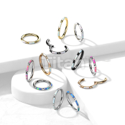 Implant Grade Titanium Hinged Segment Hoop Ring With Outward Facing Rectangular Opal Inlays