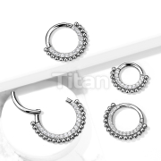 Implant Grade Titanium Hinged Segment Hoop Ring Lined With Pave CZs and Beads
