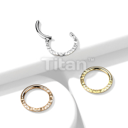 Implant Grade Titanium Hinged Segment Hoop Ring With Pyramid Cut Studded Front
