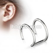 Double Closure Ring 316L Surgical Steel Fake Non-Piercing Cartilage 'Clip-On' 