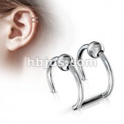 Double Closure Ring with Beads 316L Surgical Steel Fake Non-Piercing Cartilage 'Clip-On' 