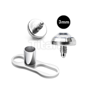 Implant Grade Titanium 25 Piece Set of 2 Hole Dermal Anchor With 2.5mm Rise and 316L Surgical Steel 3mm Gem Top