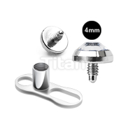 Implant Grade Titanium 25 Piece Set of 2 Hole Dermal Anchor With 2.5mm Rise and 316L Surgical Steel 4mm Gem Top
