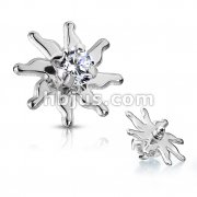 Covet Jewelry Biohazard Dermal Top - 316L Surgical Steel Internally Threaded With Clear CZ Center, 14GA (6.5mm)