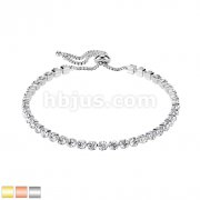 Adjustable Stainless Steel Bracelet With Prong Set CZ