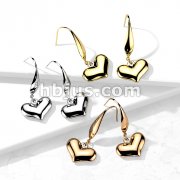 Pair of 316L Stainless Steel Heart Dangle Hook Earrings