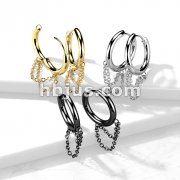 Pair of 316L Stainless Steel Double Chain Hinge Hoop Earrings