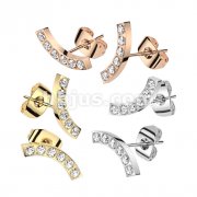 Pair of CNC CZ Curve 316L Stainless Steel Stud Earrings