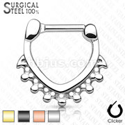 Triangle Shape with Beads 100% Surgical Steel Septum Clickers. T