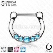 Five Crystals Centered 100% Surgical Steel Septum Clickers.
