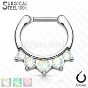 Five Opalite Hanging Set 100% Surgical Steel Septum Clickers.