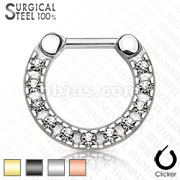 100% Surgical Steel Septum Clickers with Lined Crystal