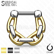 All Surgical Steel Septum/Cartilage Clickers with Linked Chain