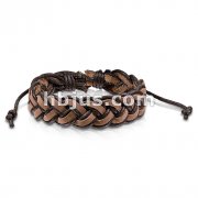 Brown Mermaid Braided Leather Bracelet with Drawstrings