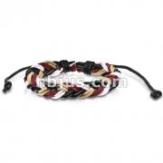 Wine Red with Multi Colored Braided Leather Bracelet with Drawstrings