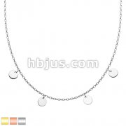 Four Round Plates Stainless Steel Dangles Chain Necklace