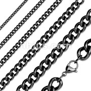 Black PVD Stainless Steel Curb Chain Necklaces