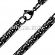 Black PVD Stainless Steel Round Box Chain Necklaces