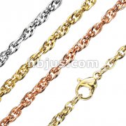 Stainless Steel Double Round Chain Necklace with Lobster Clasp