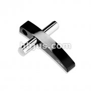 2 Tone Black and Sliver Cross 316L Stainless Steel Pendant