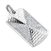 3D Pyramid Against Gem Paved Background Stainless Steel Pendant