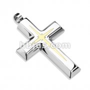 Gold Star Centered Cross Stainless Steel Pendant