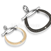 Pair of Stainless Steel Duo Tone Horseshoe with Single CZ Accent Couple Pendants