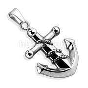 Rope Wrapped Anchor Cross Stainless Steel Pendant