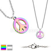 Peace Symbol Pendant 316L Sainteel Steel Chain Necklace