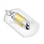Dog Tag with Gold Bullet Stainless Steel Pendant