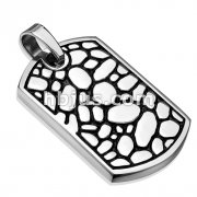 Pebble Rock Pattern Cast Dog Tag 316L Stainless Steel Pendant