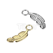 Implant Grade Titanium Dangle Leaf Charm for Hoops, Studs and More