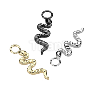 Implant Grade Titanium Dangle Snake Charm for Hoops, Studs and More