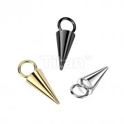 Implant Grade Titanium Dangle Cone Charm for Hoops, Studs and More