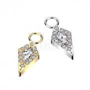 Implant Grade Titanium Dangle CZ Pave Spear Charm for Hoops, Studs and More